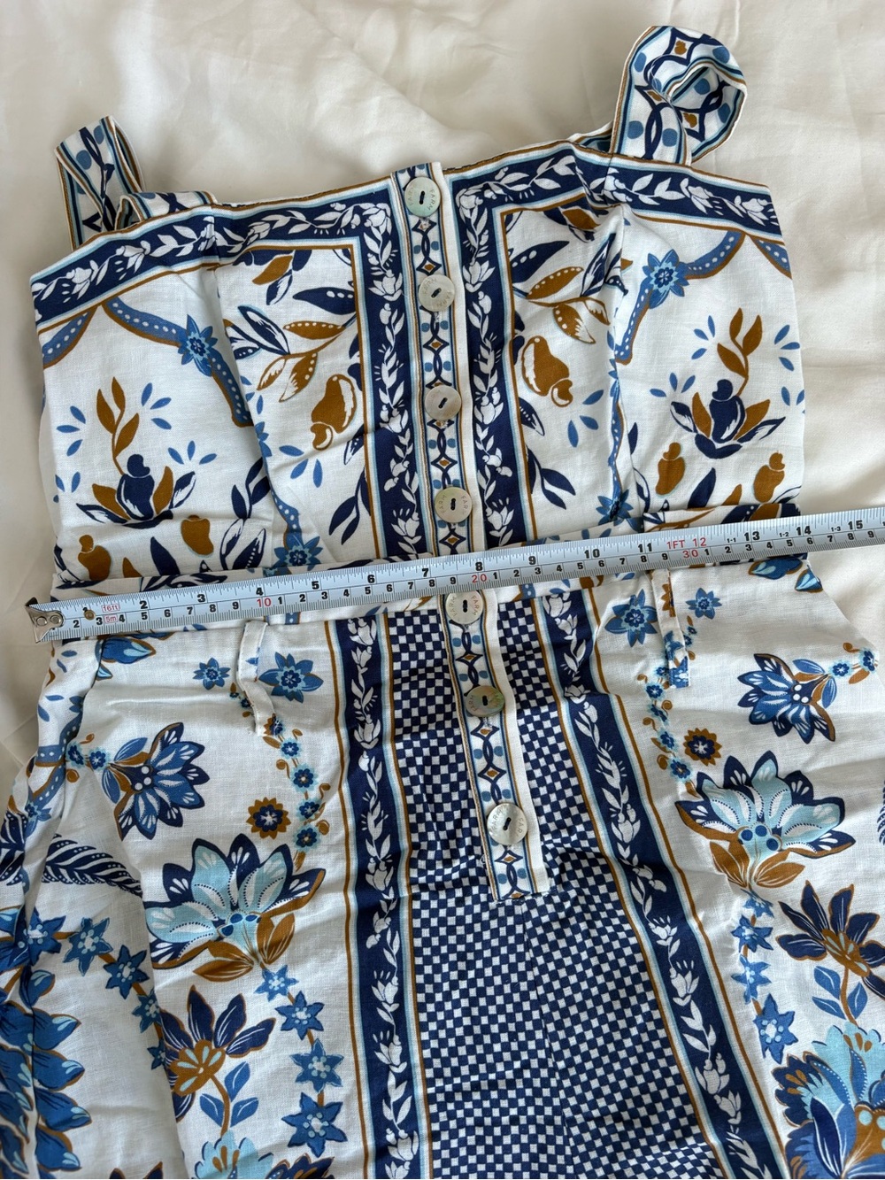 NWOT Farm Rio Off-White Ana Tapestry Lenzing™ Ecovero™ Euroflax™ Romper S - Picture 12 of 16